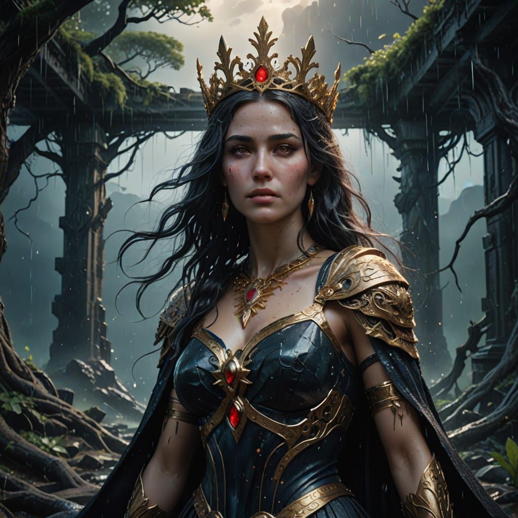 Mystical Goddess in Dystopian Ruins