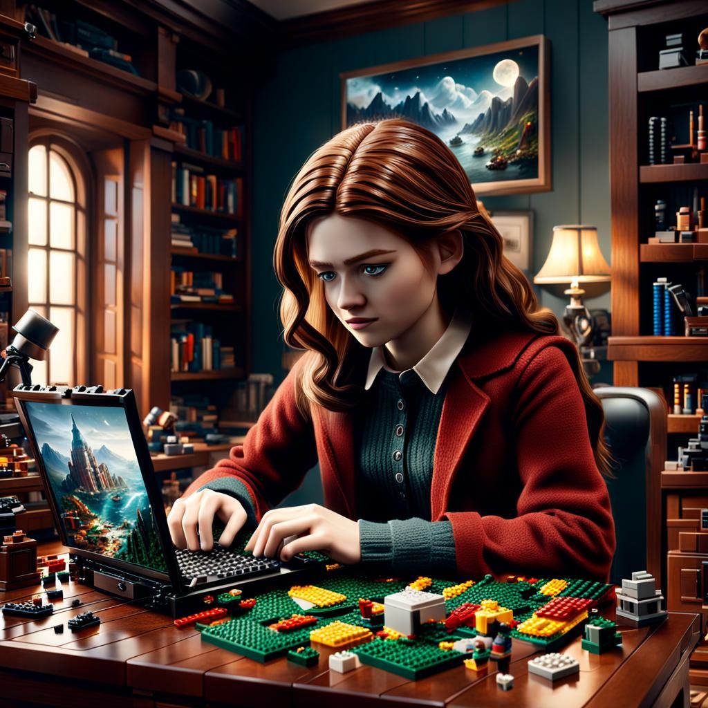 Girl Builds Lego Laptop: Digital Matte Painting