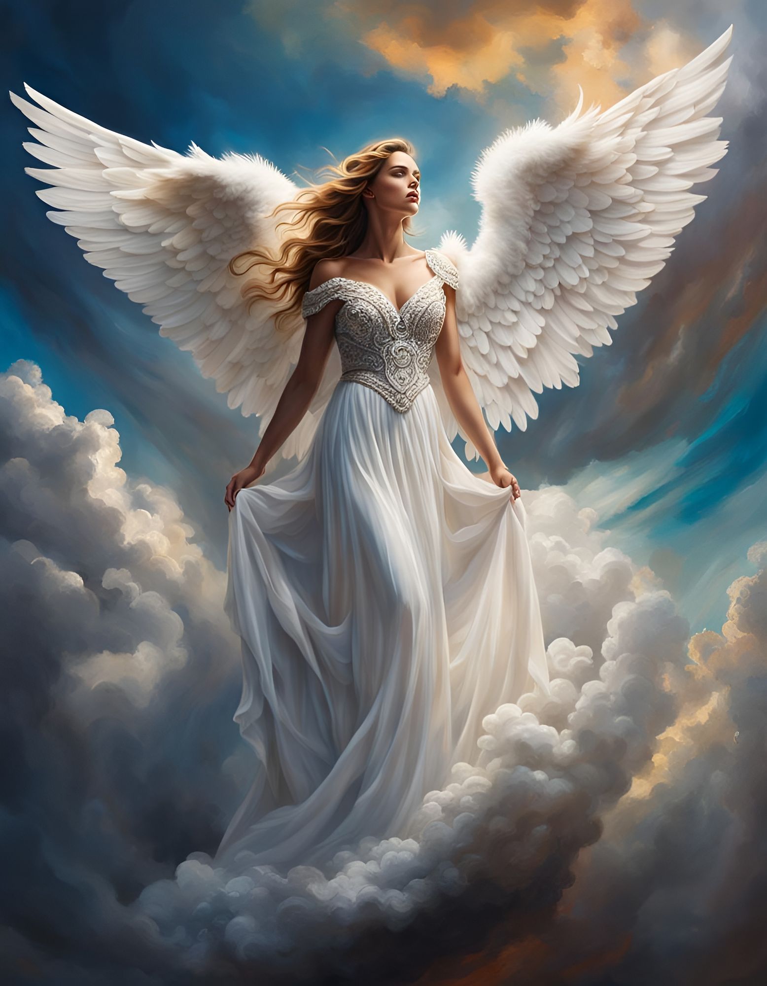 Angel In the Clouds - Mystic Angel Merging with Clouds in Hy