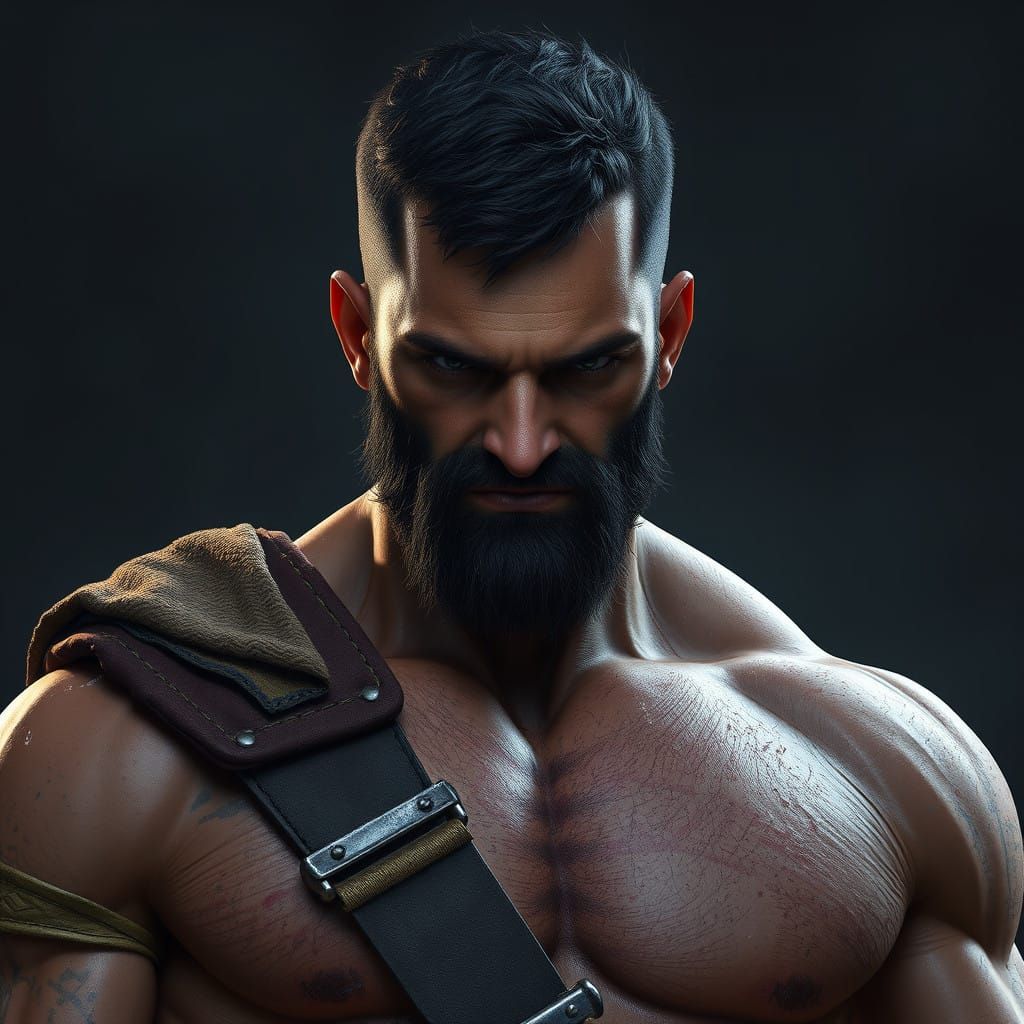 Heroic Warrior in Dramatic Fantasy Landscape