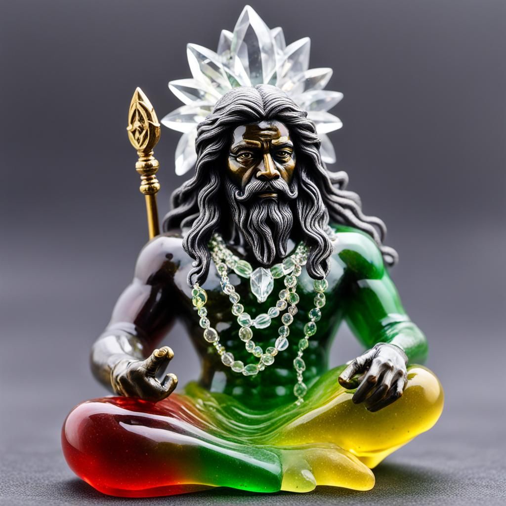 Crystal Statue of Mythical Rastafarian Figure