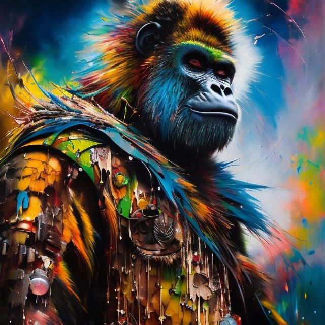 Punk Gorilla Man: Borderland Oil Painting