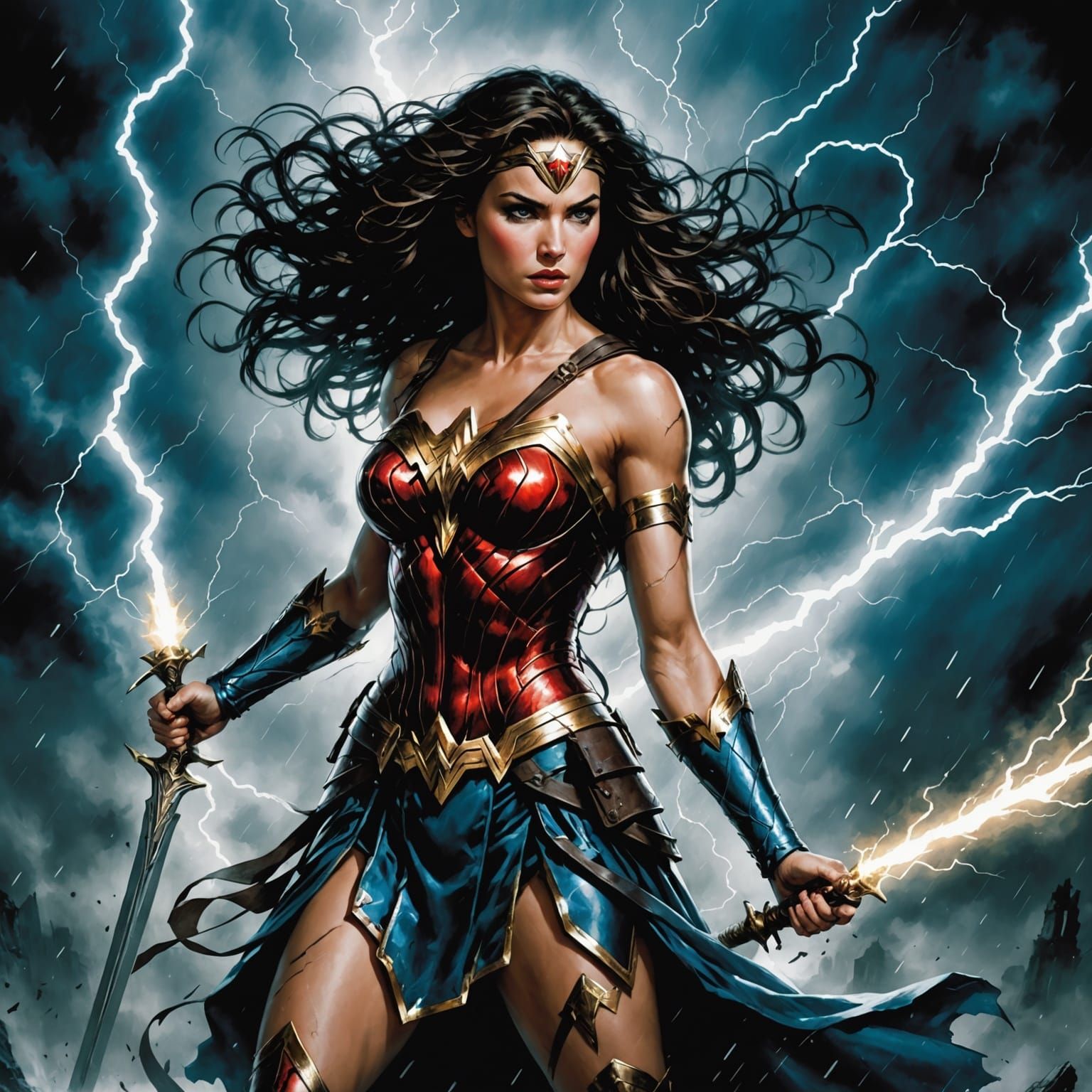 Wonder Woman in Luis Royo Inspired Dark Fantasy Art