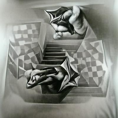 Impossible Architecture in Charcoal Drawing Style