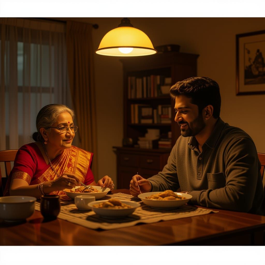 Indian Professional's Video Call with Parents: Cinematic Sti...