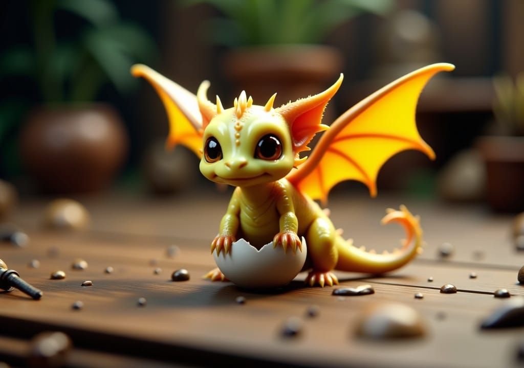 Tiny Dragon Hatching: Detailed Fantasy Concept Art