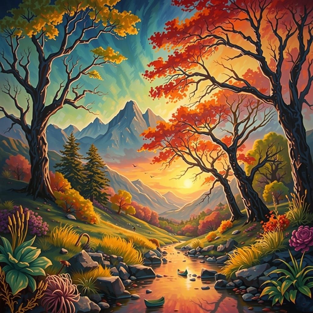 Expressionist Image Inspired by Gauguin, Derain, Kirchner