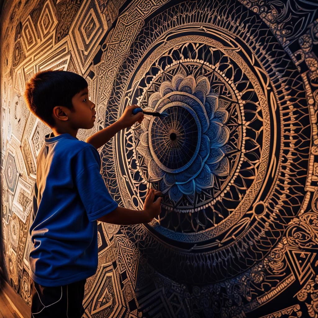 Child's Mandala Wall Art in Hyperreal Style