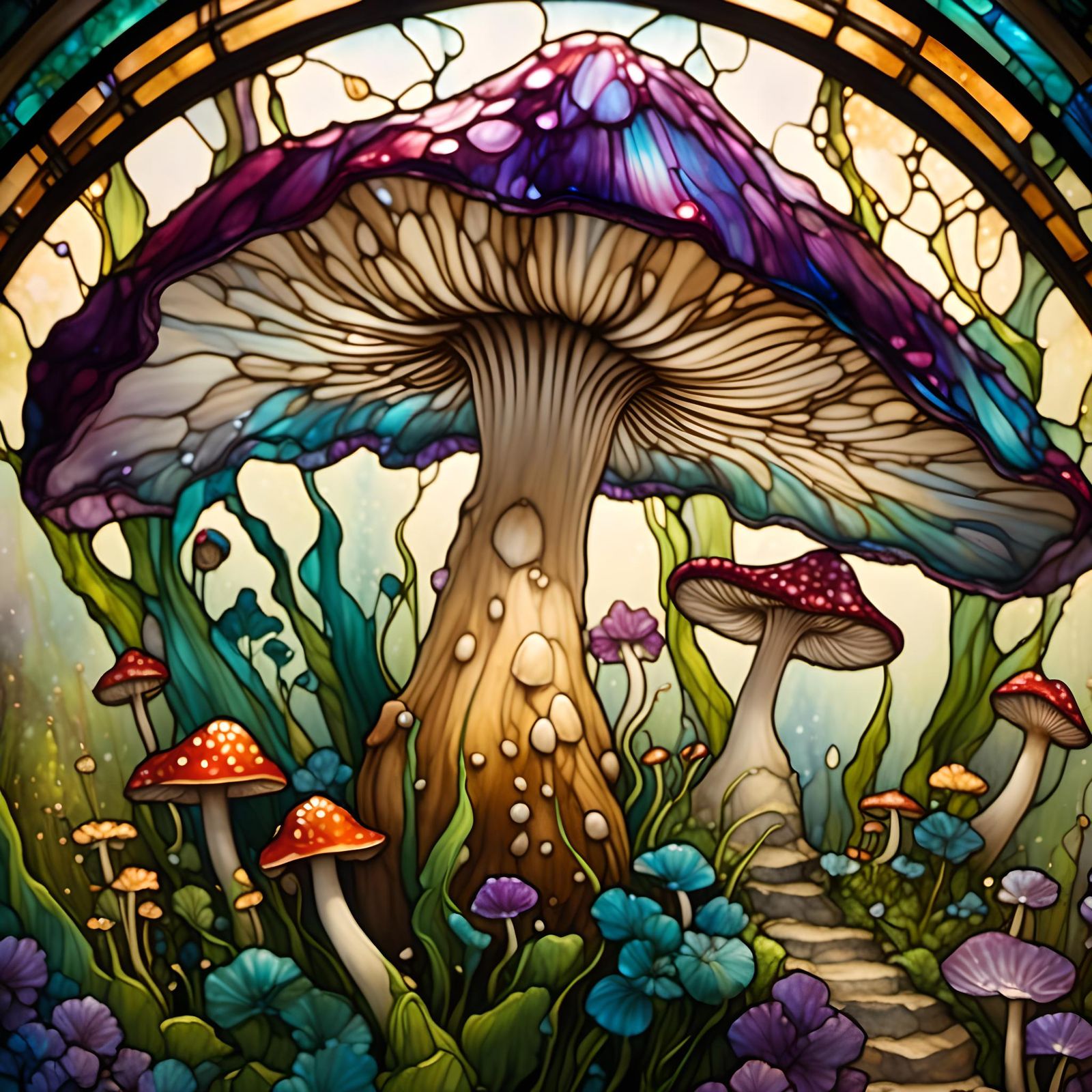 Happy Mushroom in Fantasy Ink Style