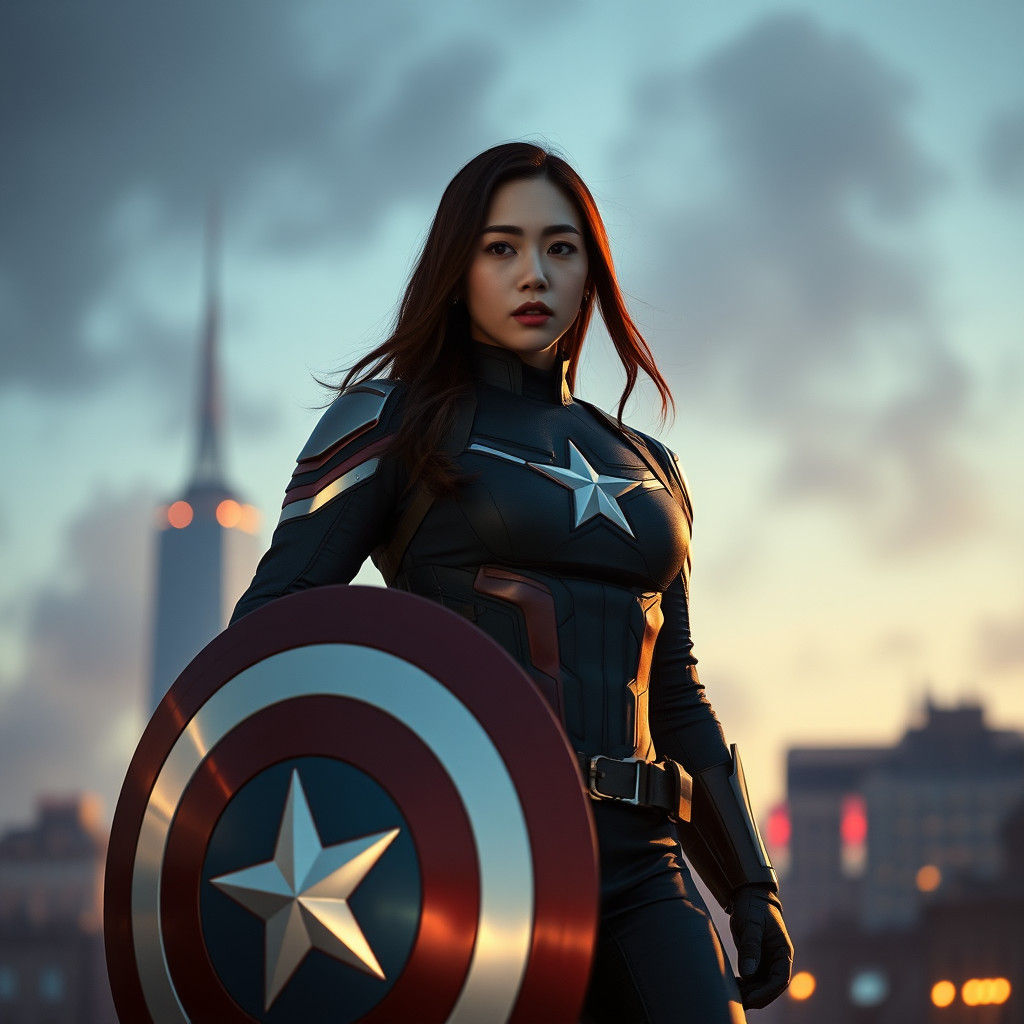 Heroic Figure in Captain America Suit