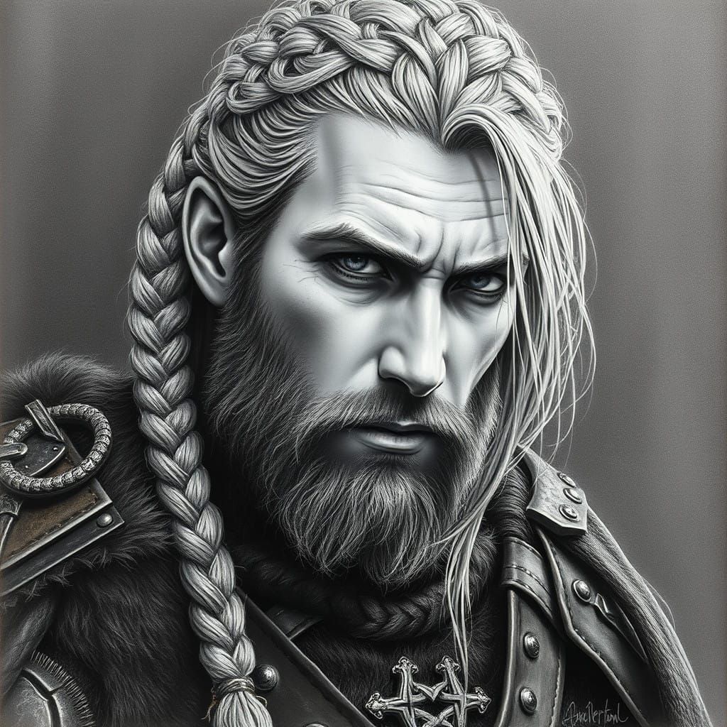 Viking Warrior in Furs and Leather Armor