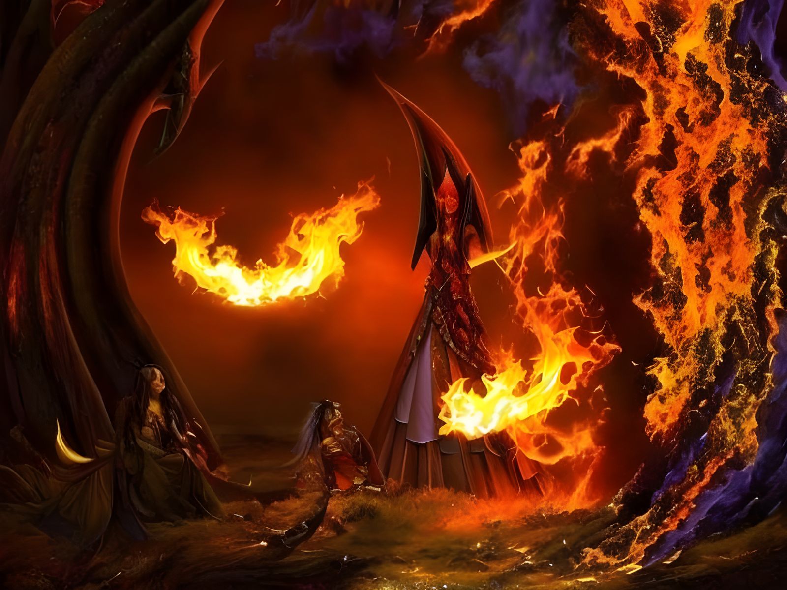 Colorful Fire Entities Dance in Flames
