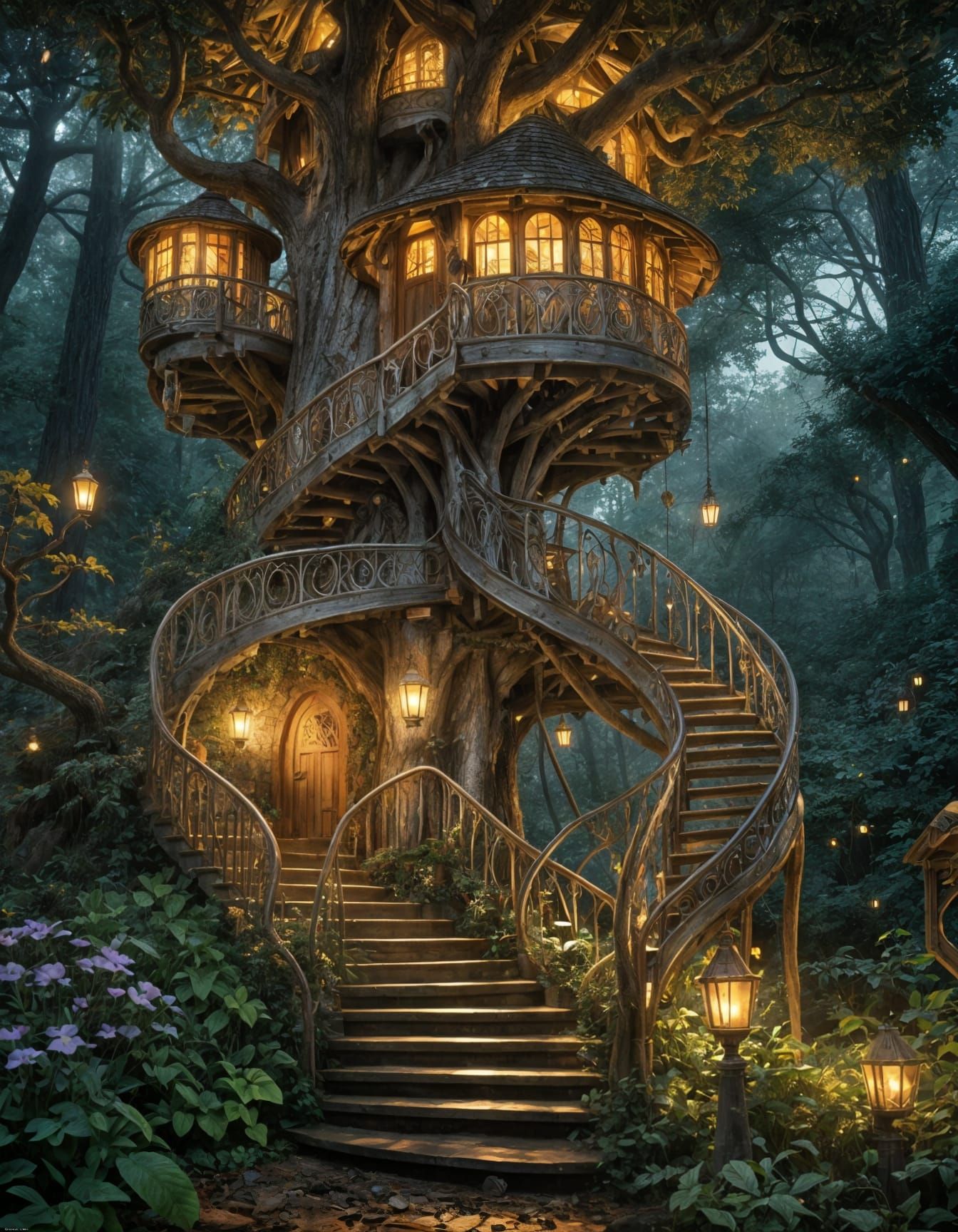 Enchanted Elven Stairway to Fae Treehouse