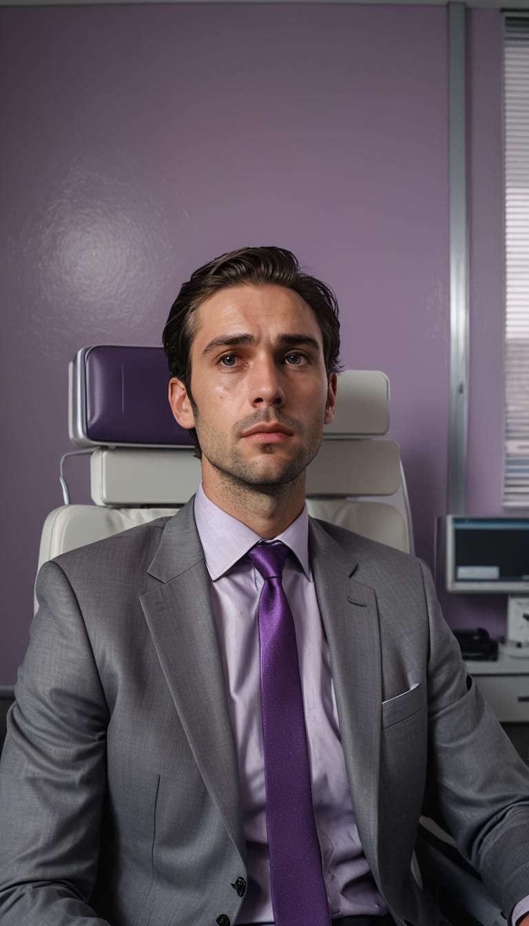 Sad Young Man in Hospital Room: Hyper-Realistic Concept Art