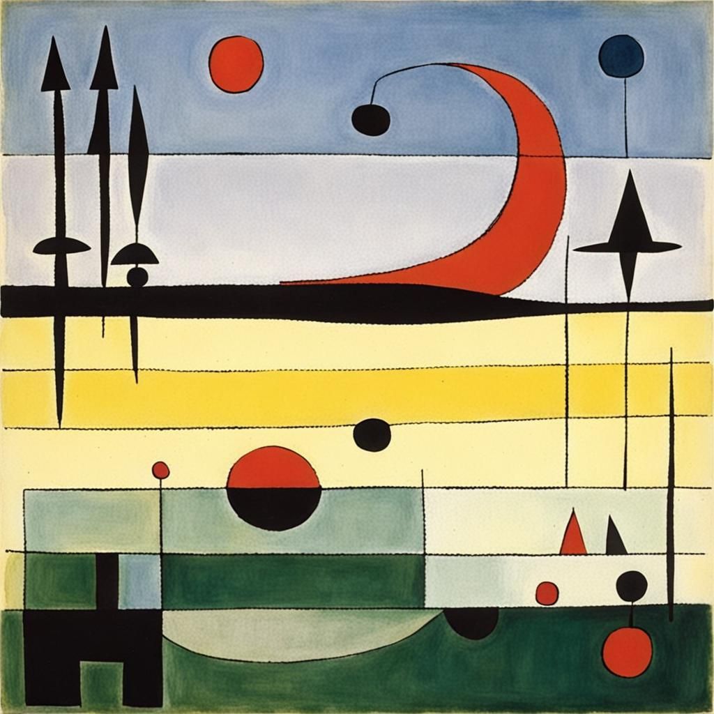 Boat on Water: Print in Style of Paul Klee