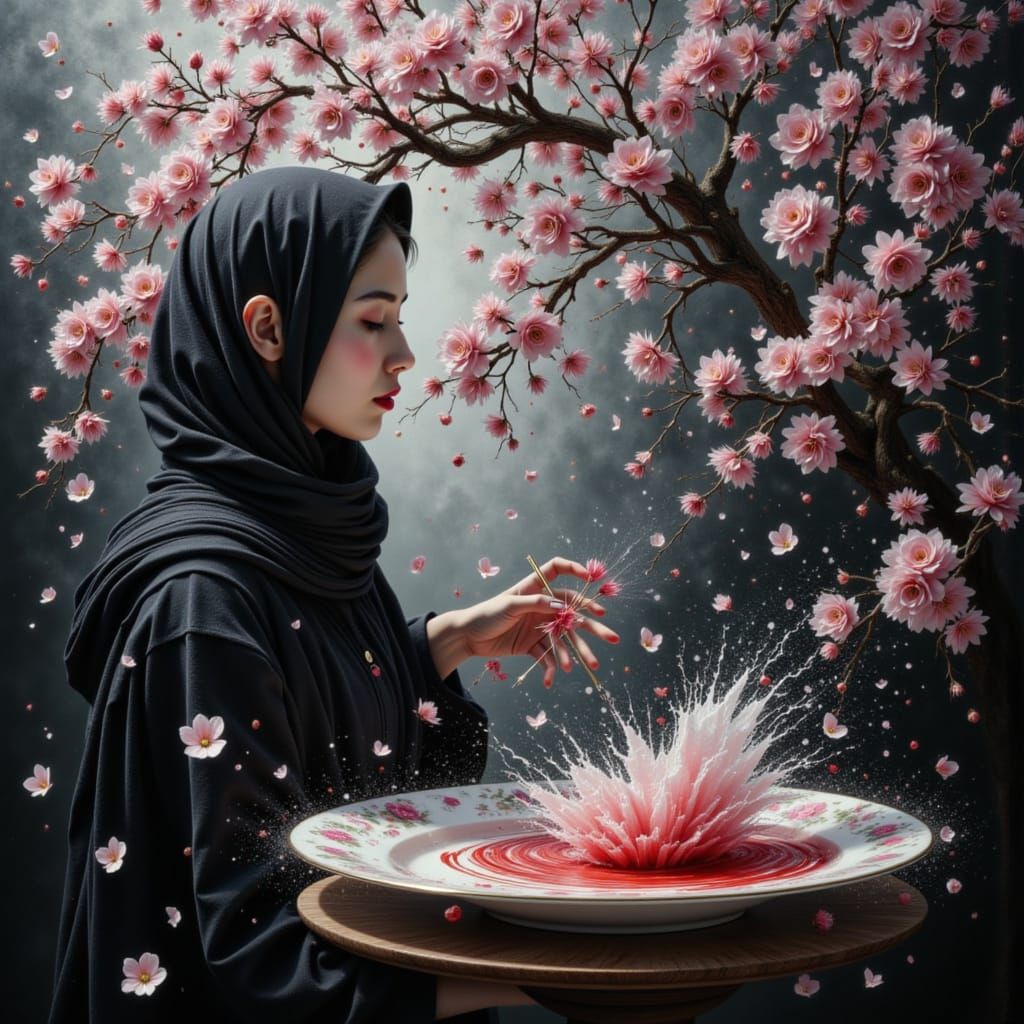Immortal Goddess Brews Youth Elixir Amid Falling Sakura