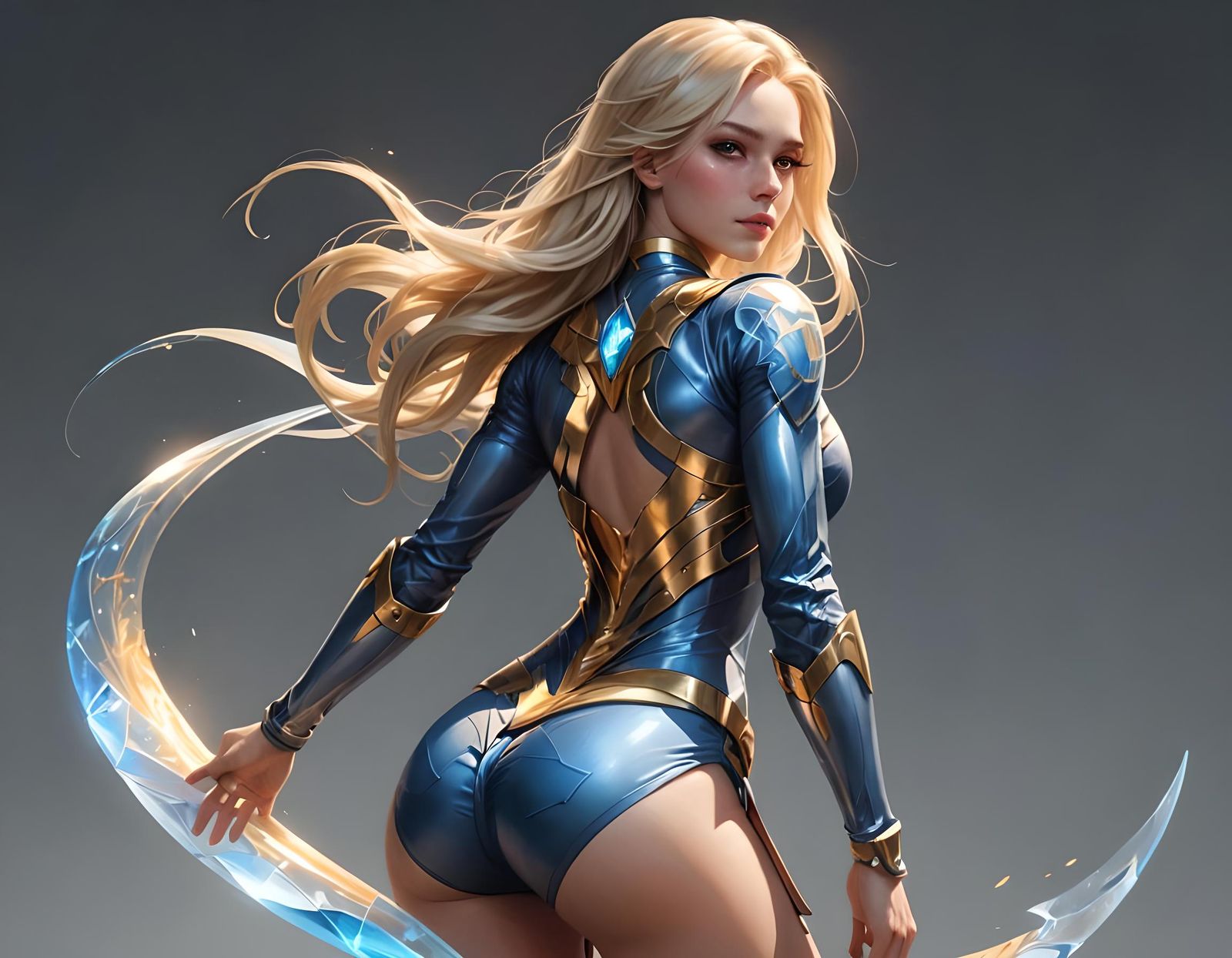 Blonde Woman Bending in Expressionist Rococo Style