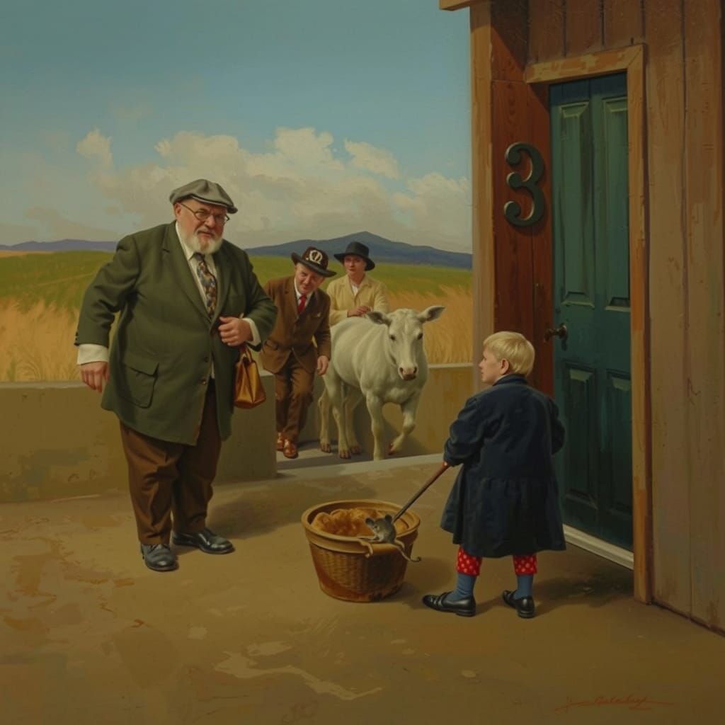 Two Old Bachelors With A Muffin And A Mouse