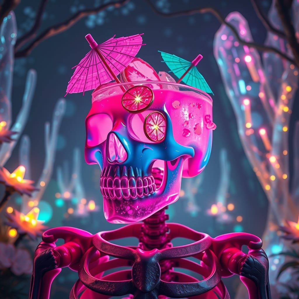 Crystal Skeleton Cocktail in Dreamlike Forest