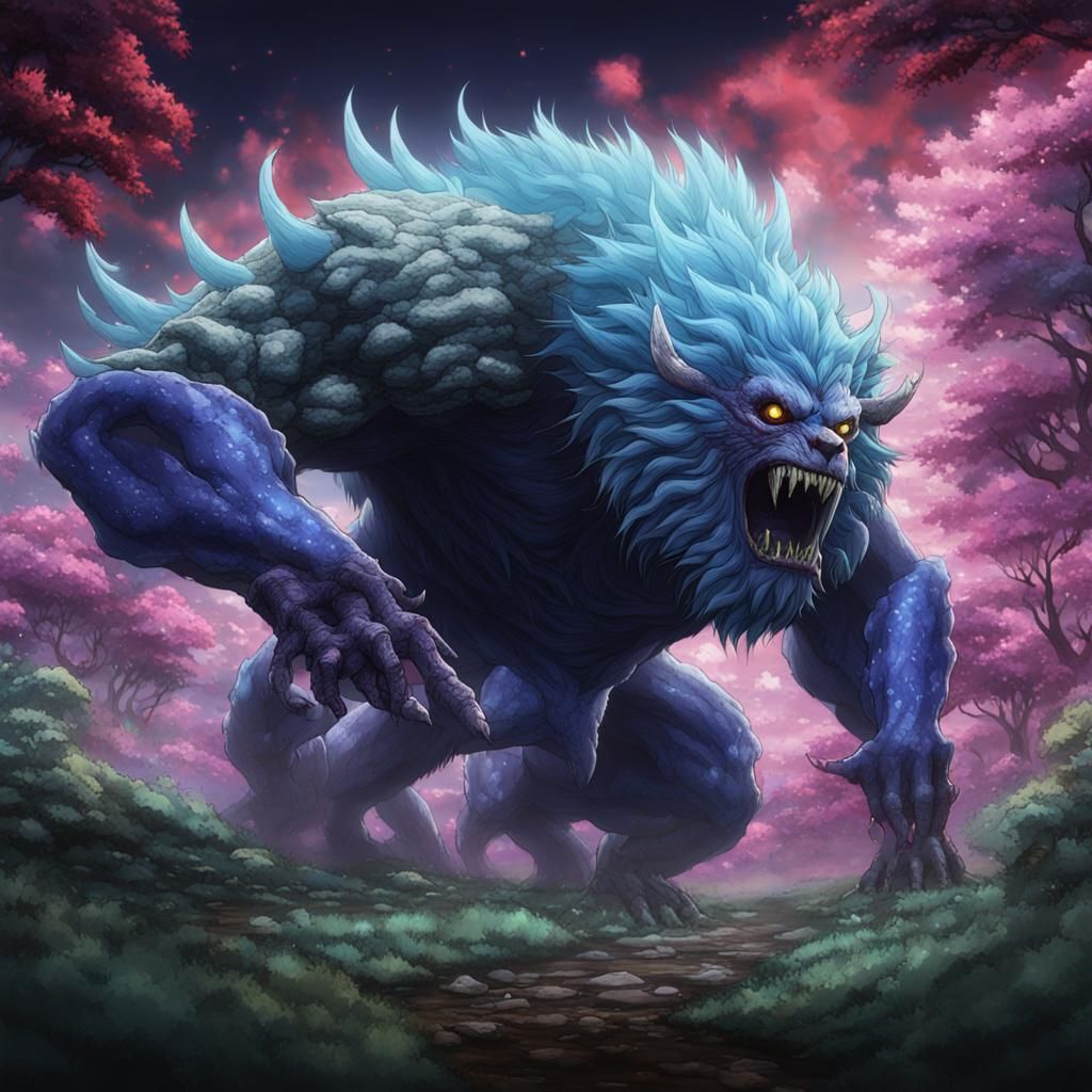 Ethereal Nen Beast in Manga Style