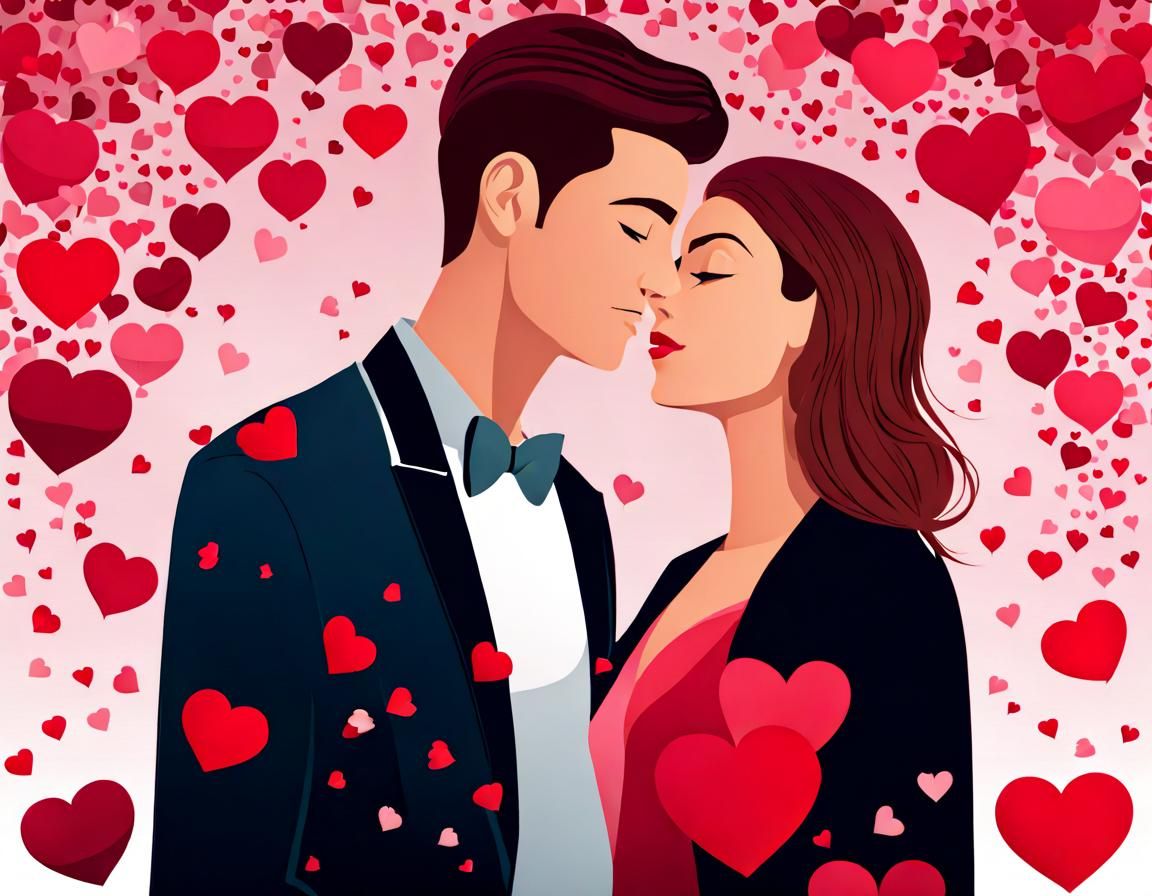 Young Couple Falling in Love on Valentine's Day