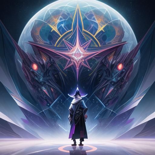 Mystical Wizard in Geometric Fauvism Style