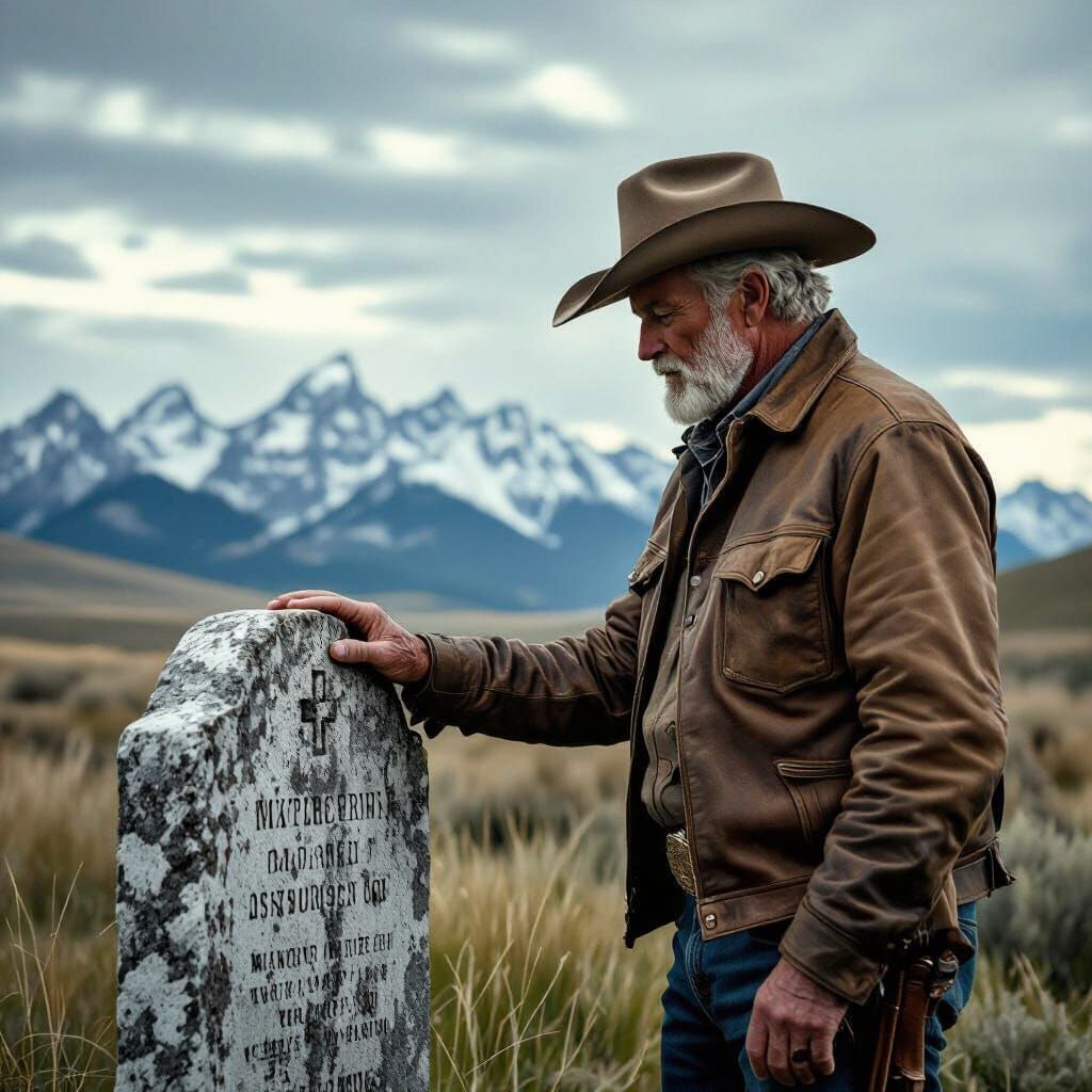 Cowboy Reminisces With Late Wife At Gravestone