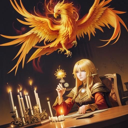 Anime Tarot Reader with Phoenix