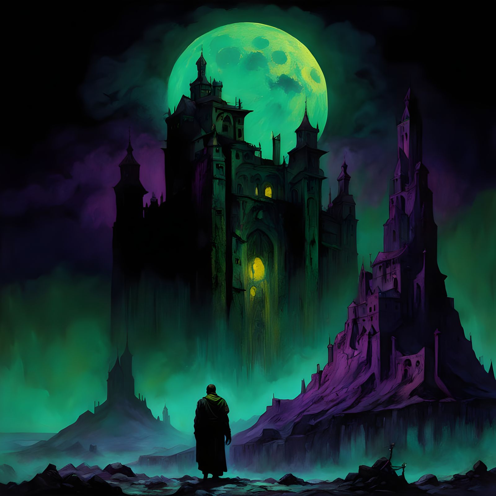 Eldritch Moonscape with Contrasting Colors