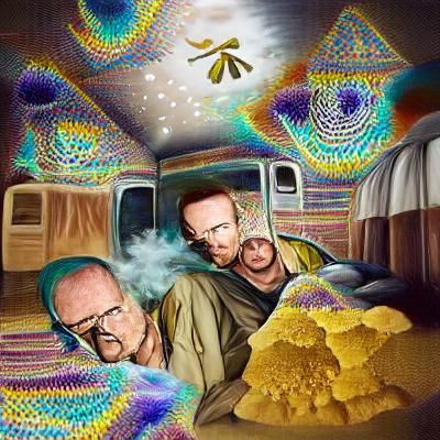 Surreal DMT Trip with Two Figures