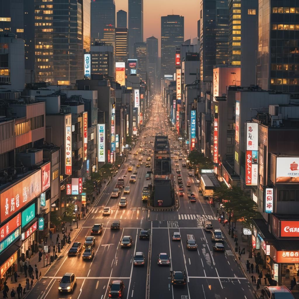 Seoul Cityscape at Dusk in Golden Light