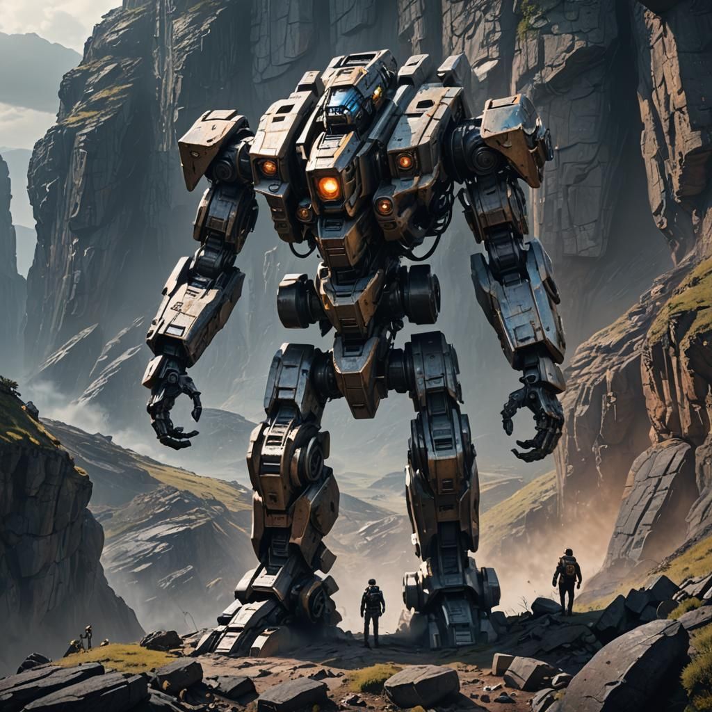 Sci-Fi Mech on Cliff Edge: Concept Art
