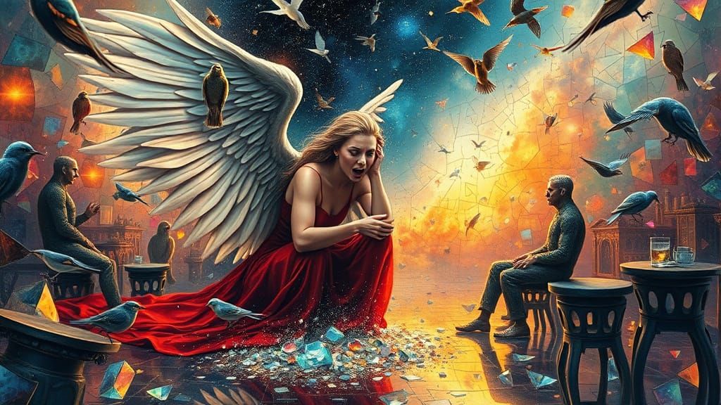 Angel of Memories Screaming Amidst Broken Mirrors