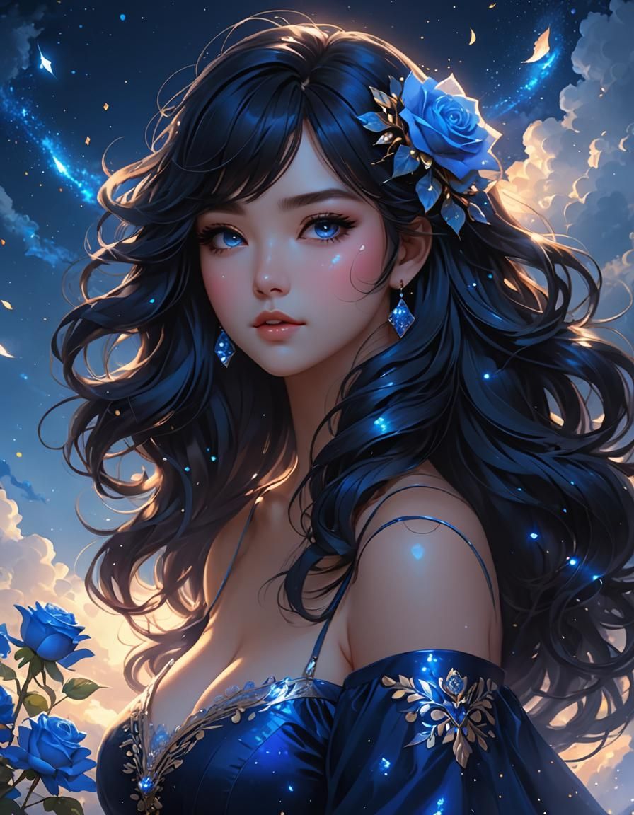 Cute Curvy Girl with Magical Background