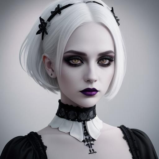 Gothic Lady Portrait in Black and White