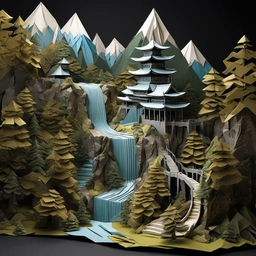 epic mountain landscape with waterfall