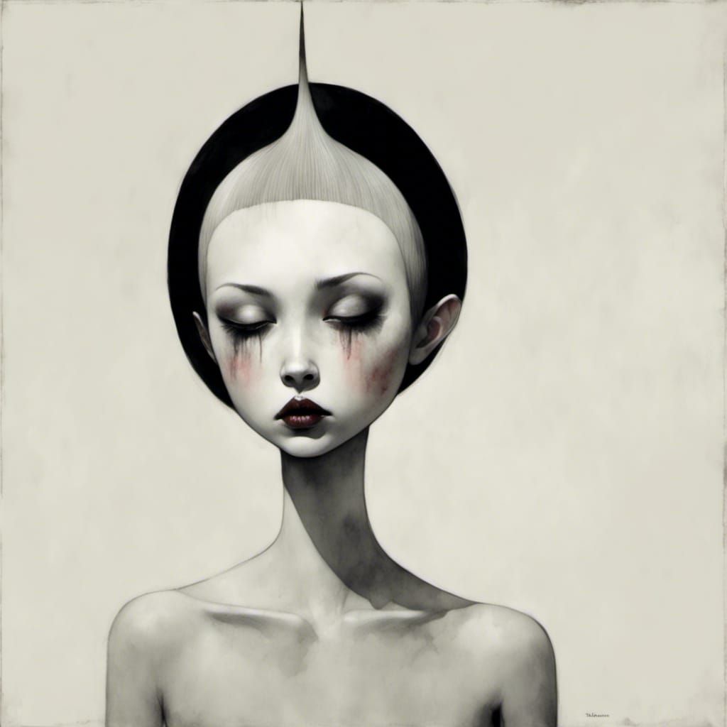 Goth Punk Girl in Art Brut Style