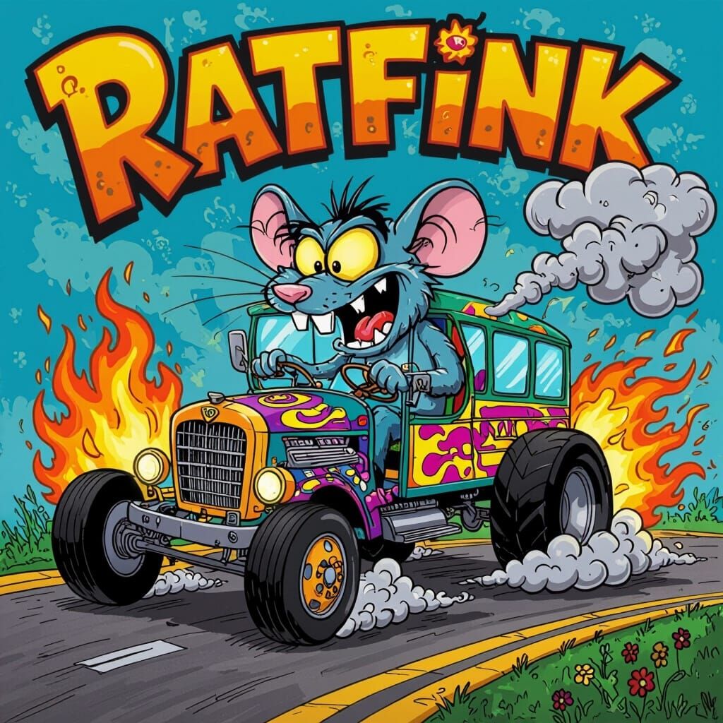 Psychedelic Ratfink Drives Fiery School Bus