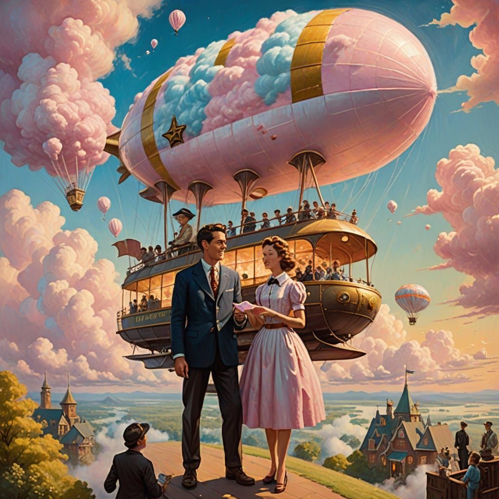 Fantasy Airship Cotton Candy Shop: 1950s Nostalgia