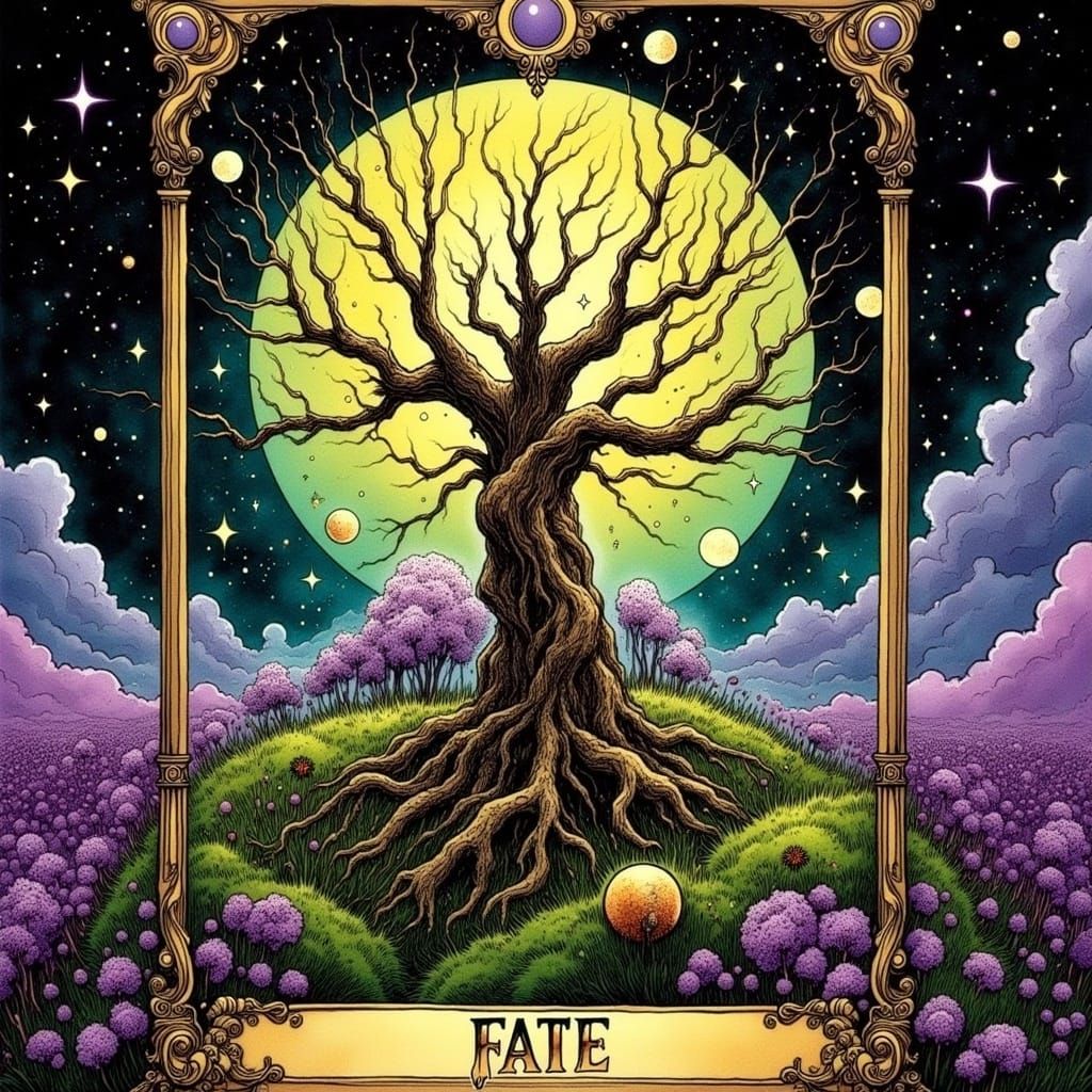 Tarot Card Cover Design with Stars and Moon