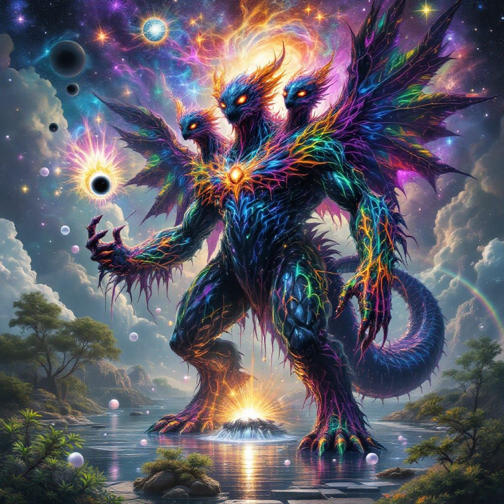 Cosmic Gelatinous Creature with Plasma Fur