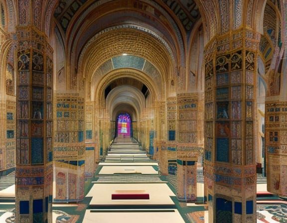 Ancient City Temple Reconstruction in Vivid Colors