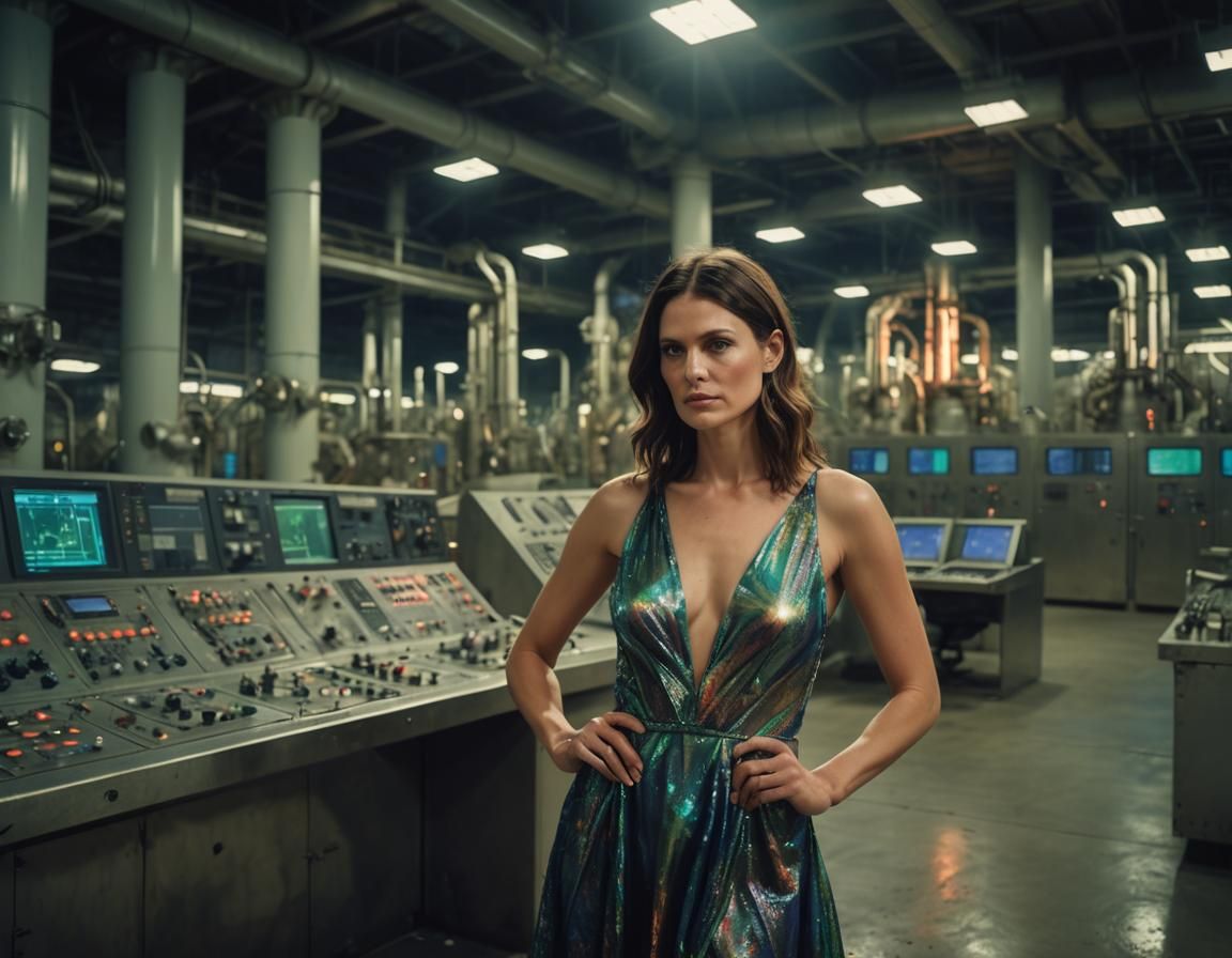 Astral Clouds Surround Woman at Nuclear Plant