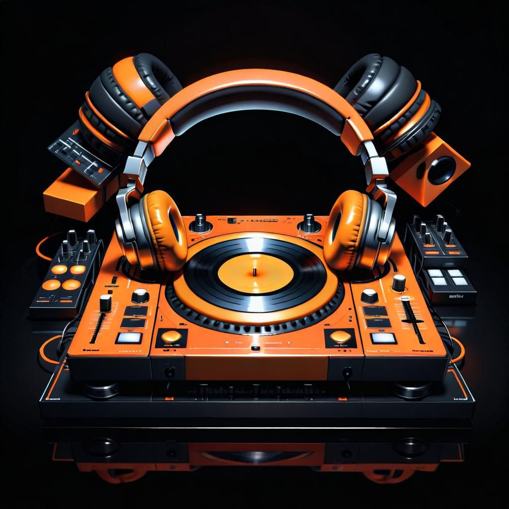 Vibrant DJ Mixer Album Cover in 3D