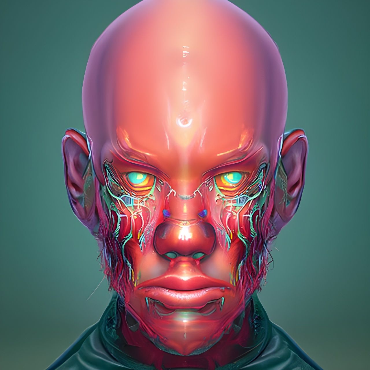 Sci-Fi Shaman Portrait in Cyberpunk Biopunk Style
