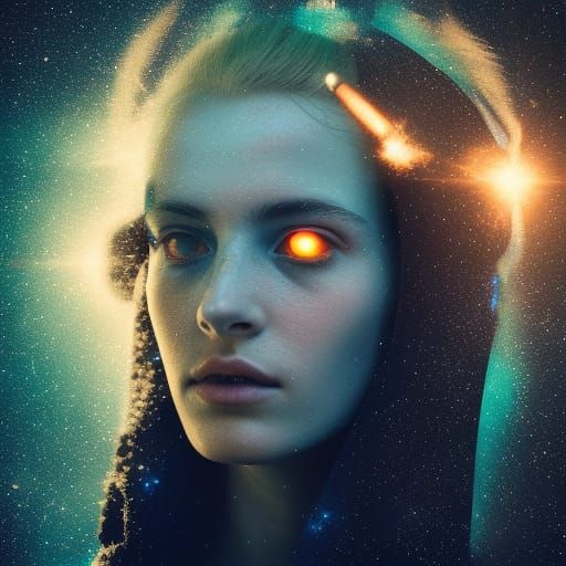 Steampunk Galactic Portrait in Space