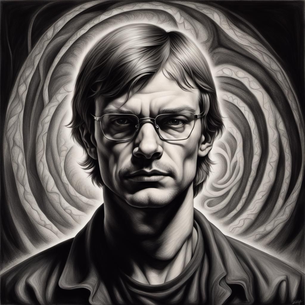 Eerie Charcoal Portrait in Biomechanical Style