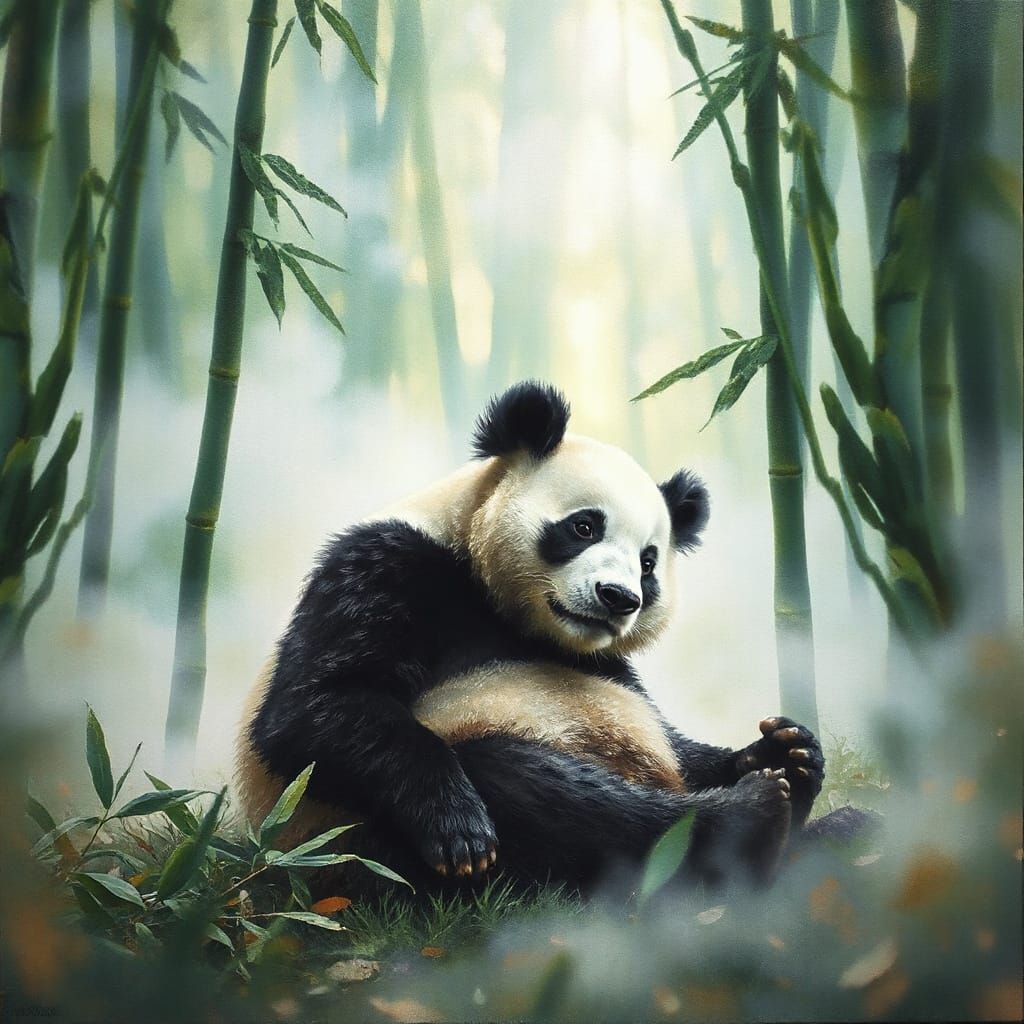 Dreamy Bamboo Sanctuary with Gentle Panda