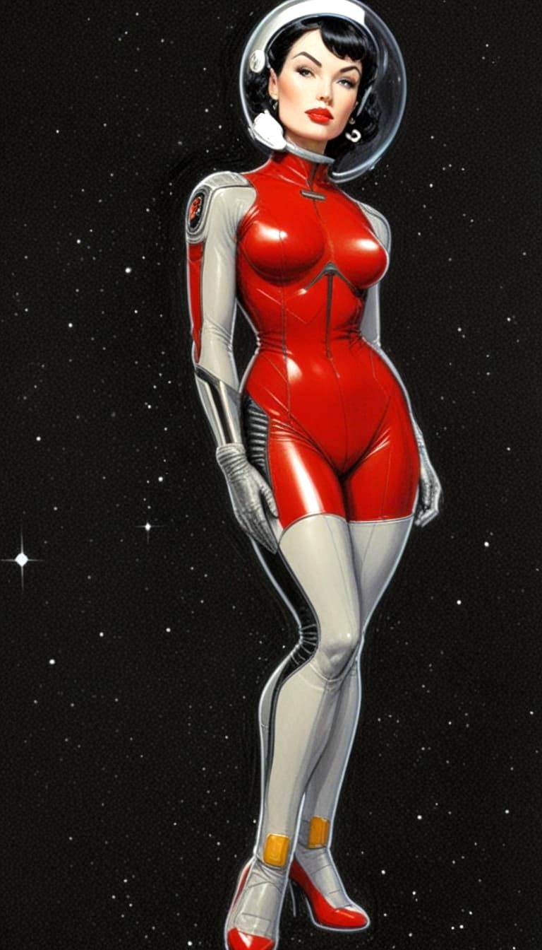 Retro Science Fiction Spacesuit in Sensual Pose