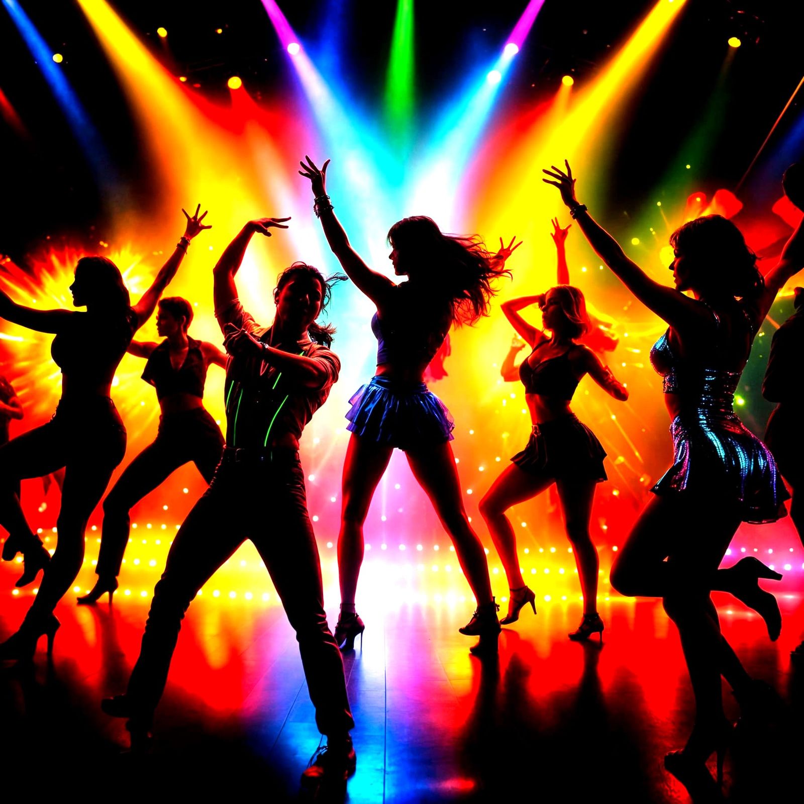 Vibrant Disco Scene in Impressionist Style